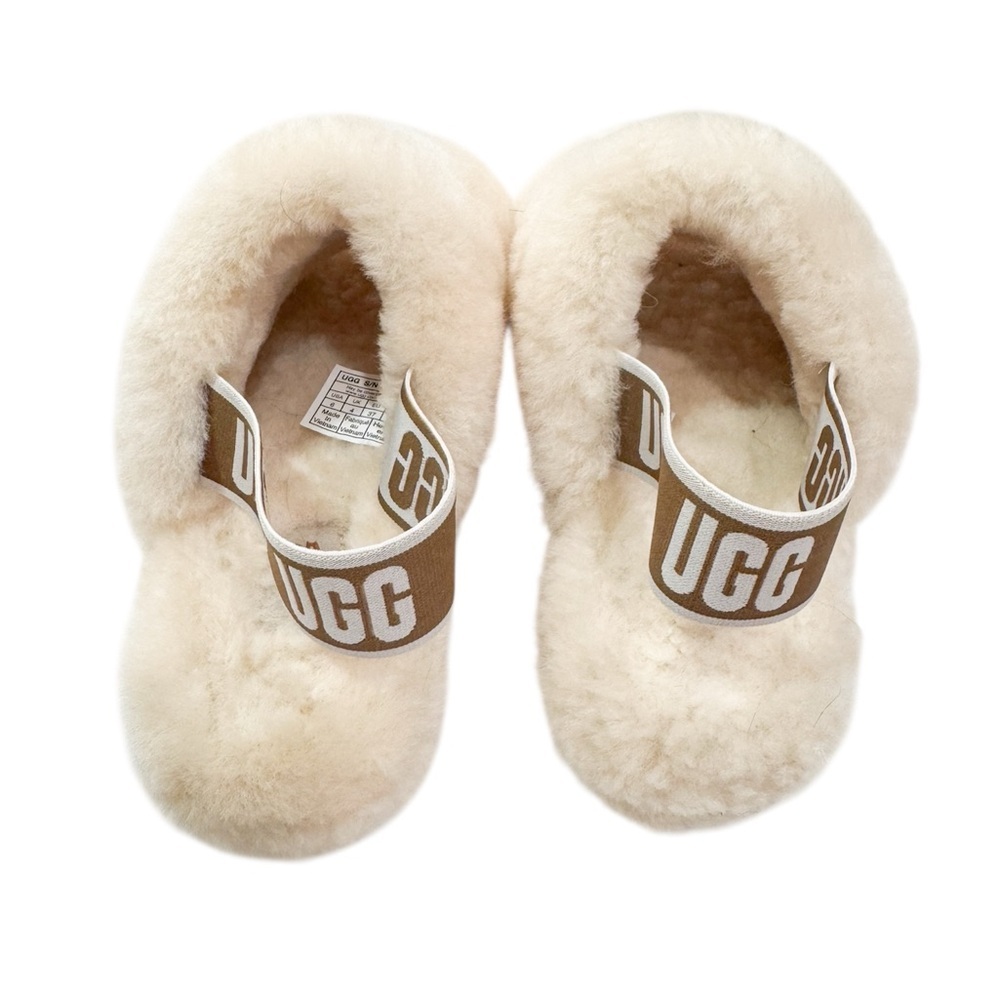 UGG Fluff Yeah Slide Sheepskin Slipper Sandal size 6 sling back beige cream - Picture 3 of 3